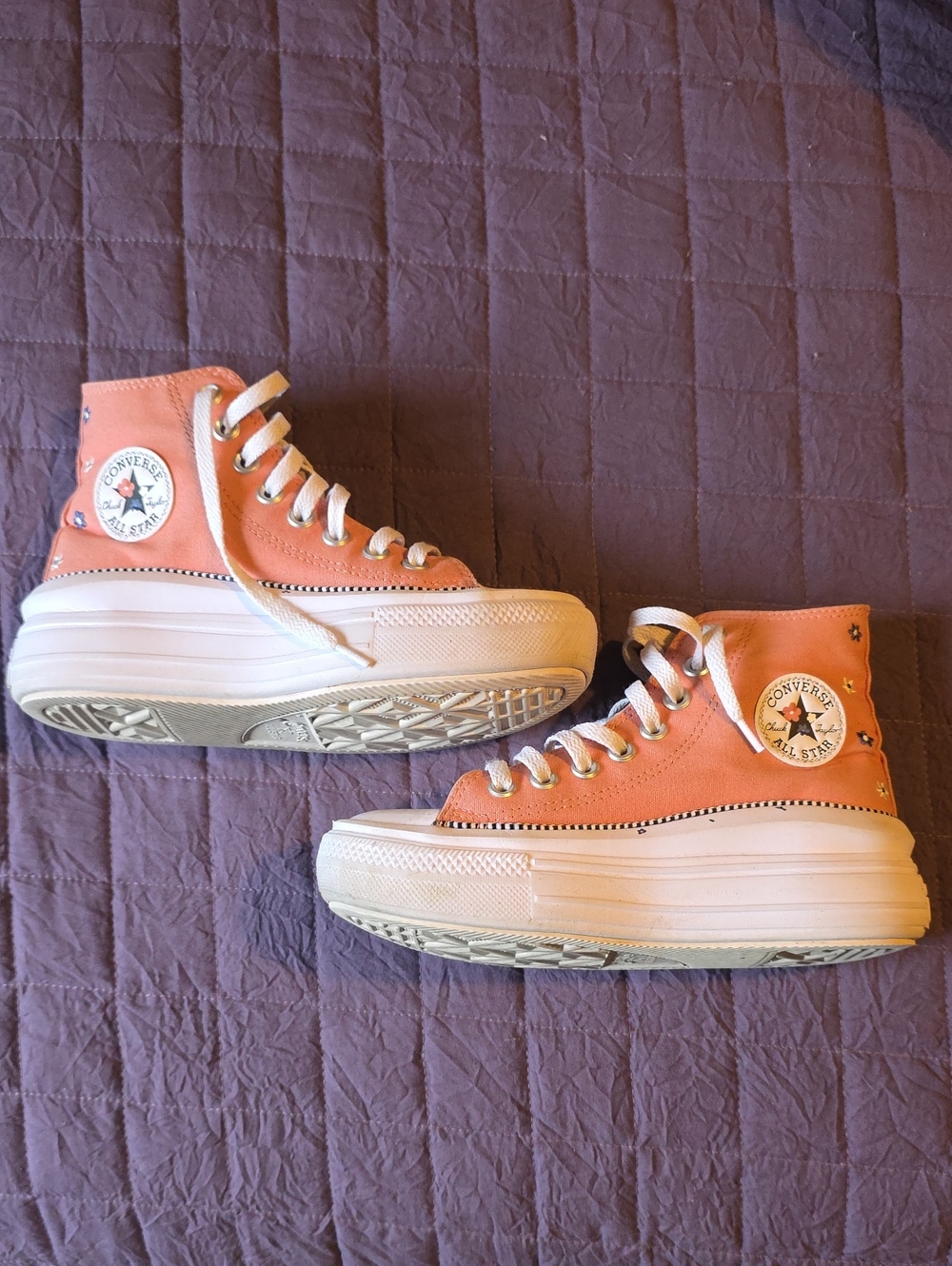 Converse Run Star Hike Platform High-Top Sneakers in Orange & White